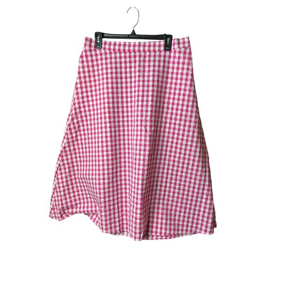 isaac‎ Mizrahi Pink/white Gingham A-line Skirt Sz 12 - Picture 3 of 8